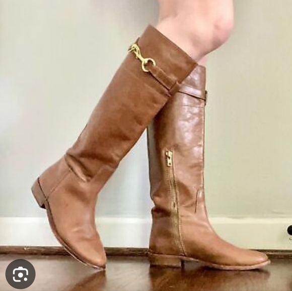 Coach Laguna A7670 leather riding style boots with gold hardware Size 8 - Picture 1 of 6